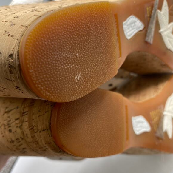 Born White Strappy‎ Cork Wedge Sandals Size 11 - Picture 7 of 9